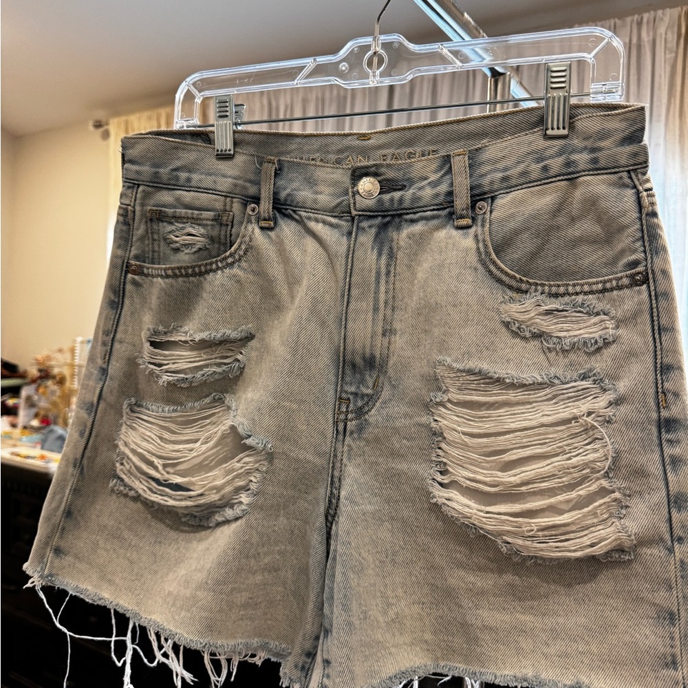 American Eagle Distressed Light Denim Shorts